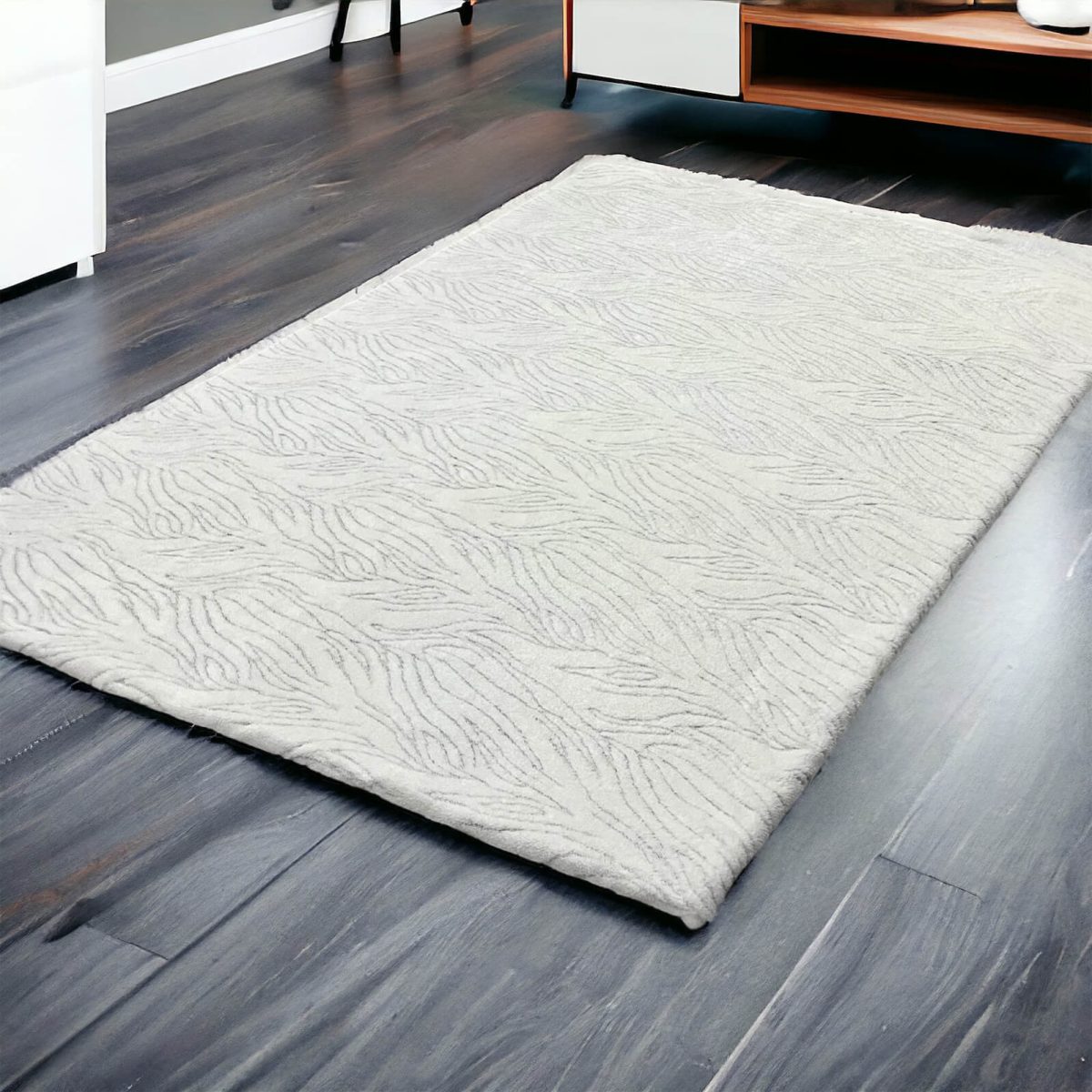 Deluxe Krem Zebra Desen Welsoft Halı Örtüsü